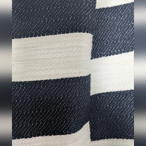 Loft Skirt Womens Size 16 Navy Blue White Striped Frayed Trim A-Line Mini Casual - Picture 9 of 9